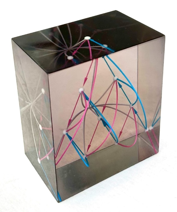 A big algebra out of the 3D printer. A 3D-printed decuplet crystal, skeleton, and nerves of a big algebra designed by Daniel Bedats. Printed with the Stratasys J750 3D printer at ISTA’s Miba Machine Shop.