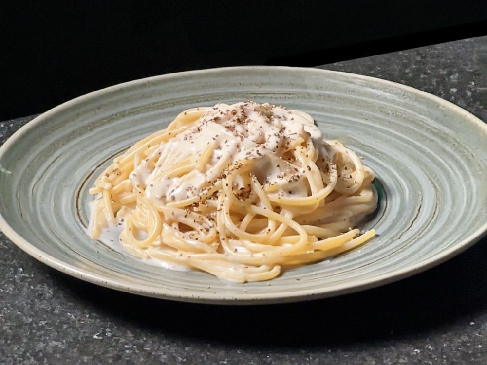 The perfect Cacio e Pepe Pasta, here prepared at the Institute of Science and Technology Austria (ISTA).
