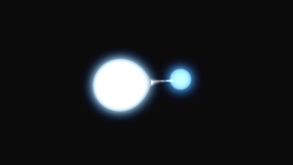 Evolution of a hot high-mass binary star.