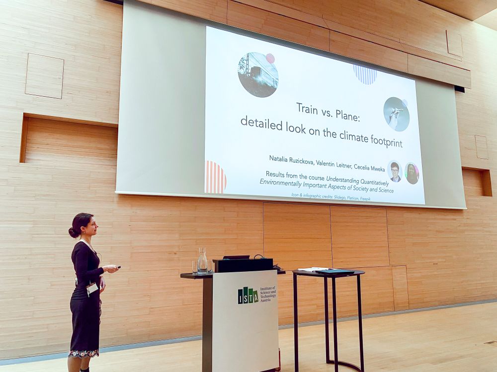 ISTA PhD graduate Natália Ružičková presents data at an ISTA Special Institute Colloquium in April 2024.