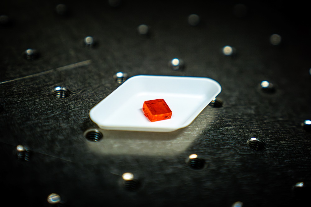 A lead-halide perovskite crystal sample.