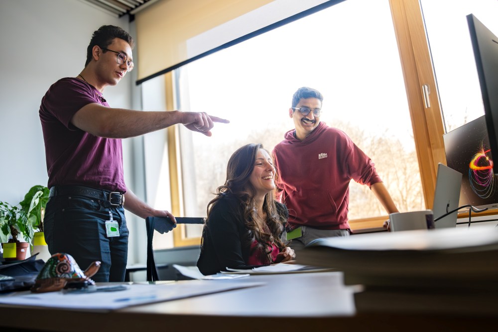 PhD student Andrei Cristea, Assistant Professor Ilaria Caiazzo, and PhD student Aayush Desai.