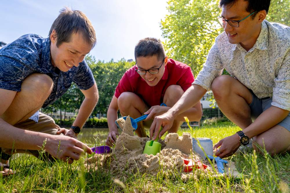 Professor Chris Wojtan, PhD student Yi-Lu Chen, and postdoc Mickaël Ly.